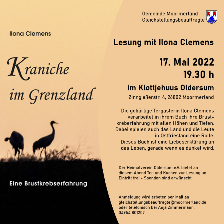 Kraniche im Grenzland - Ilona Clemens Lesung in Klottjehuus