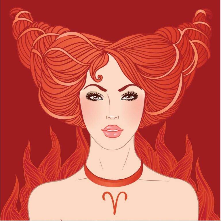 Portrait einer feurig roten Widder Frau