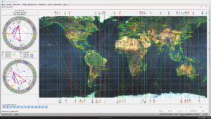 Astrogeografische Kraftlinien auf dem Bildschirm eines Computers.